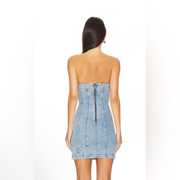Alice + Olivia Palmer Denim Mini Dress in Rocky Blues - Picture 3 of 11